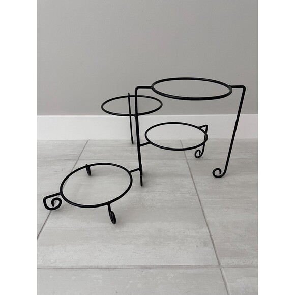 Black Wrought Iron 4-Tier Plant Stand Indoor/Outdoor Succulent Flower Pot Holder